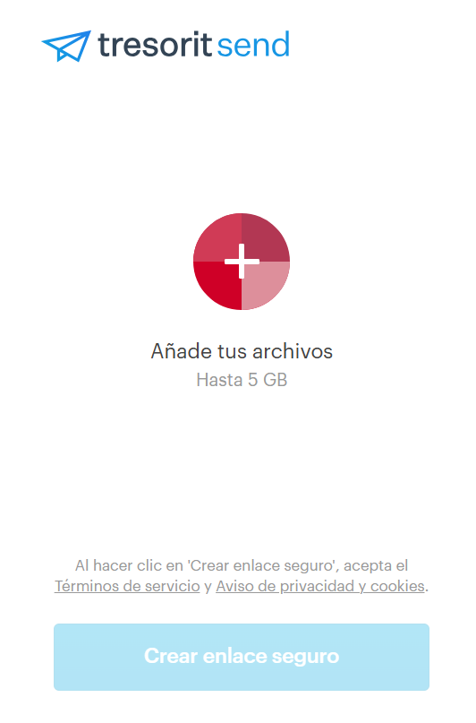 Ventana que muestra el botón de “+” (más) para añadir archivos a la herramienta